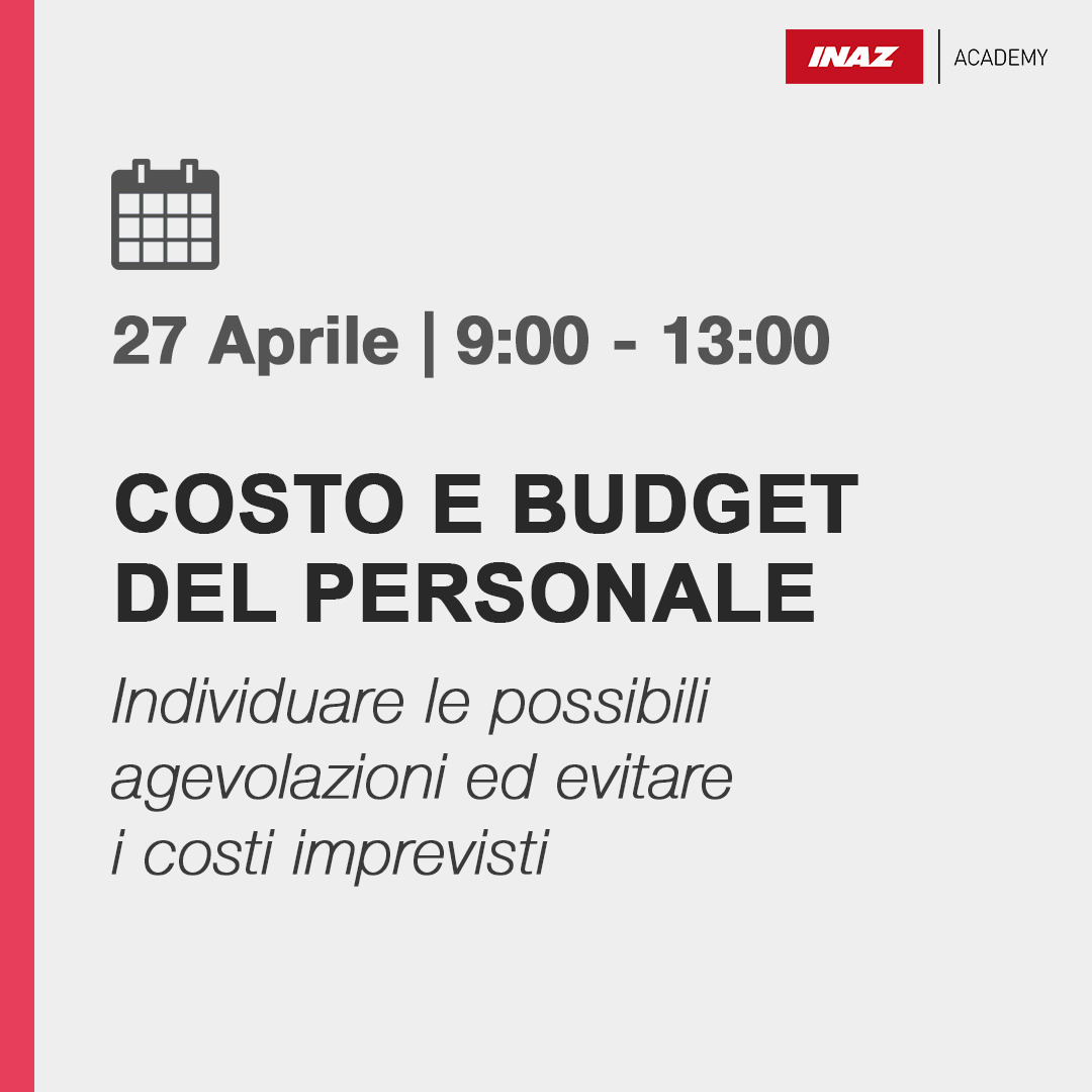 Inaz Academy - Costo e budget del personale